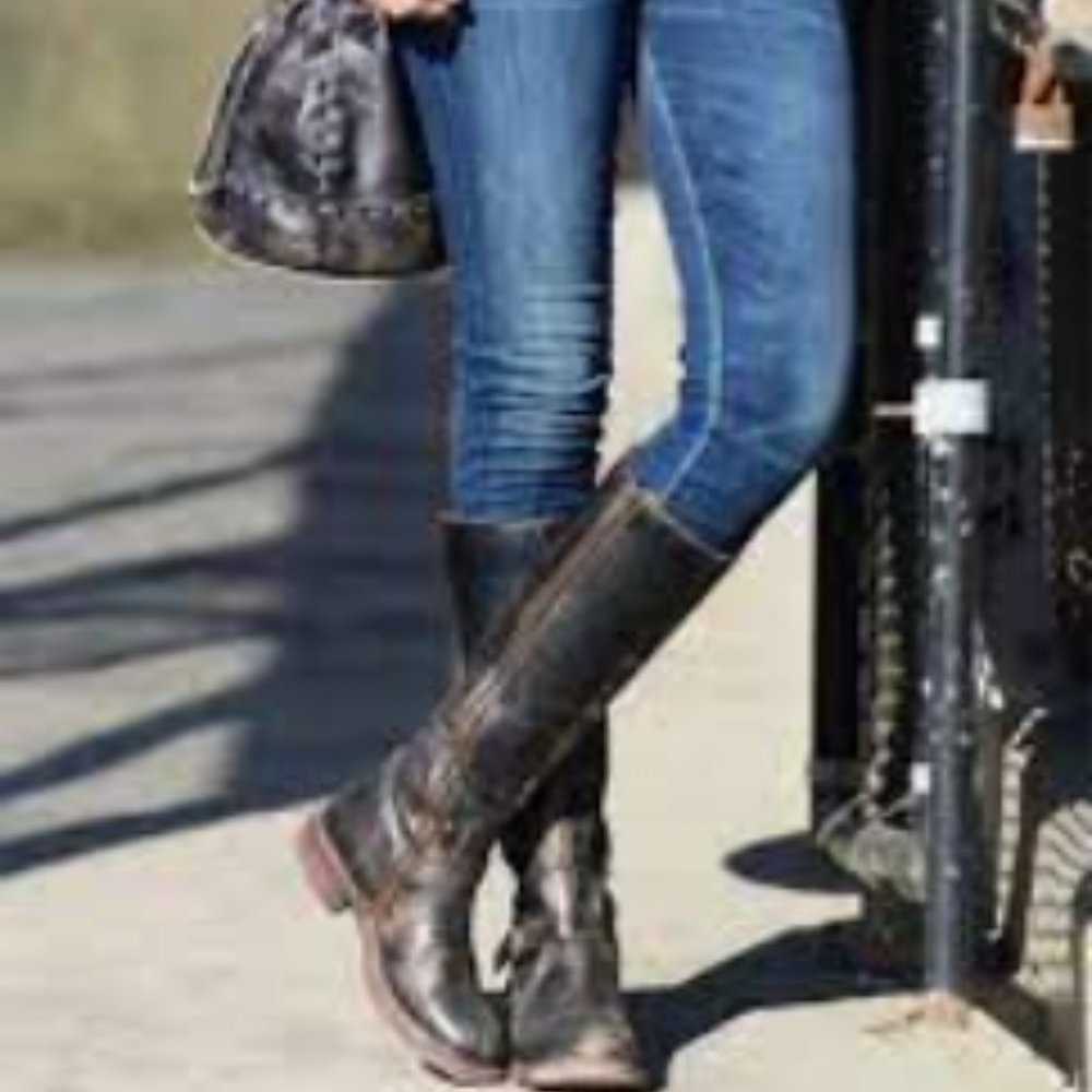 Calvin Klein Rare Distressed Grey Riding Boot, Size 8